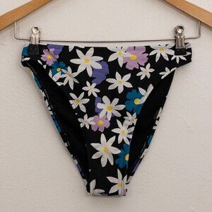 Floral Bikini Bottom Xhilaration Size Small Black White Purple Blue Daisies